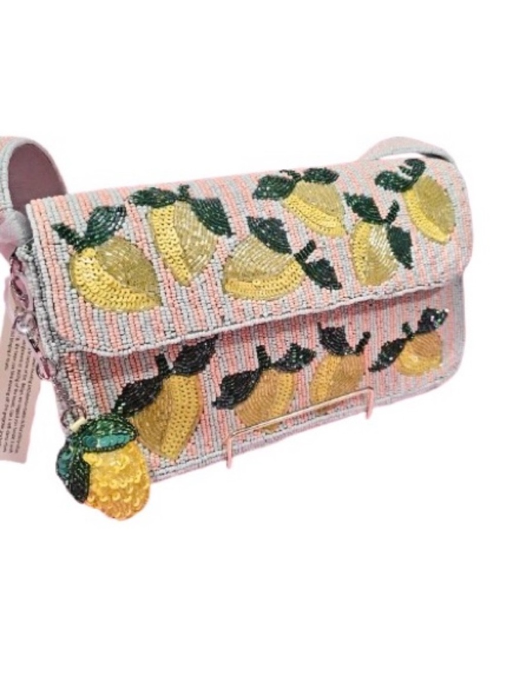 🆕- Lemon Viral Hand-Beaded Shoulder Bag. NWT - Picture 7 of 14